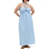City Chic Peta Serene Convertible Strapless Maxi Dress In Baby Blue
