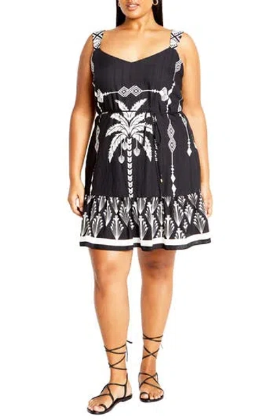 City Chic Peta Tie Waist Minidress In Black