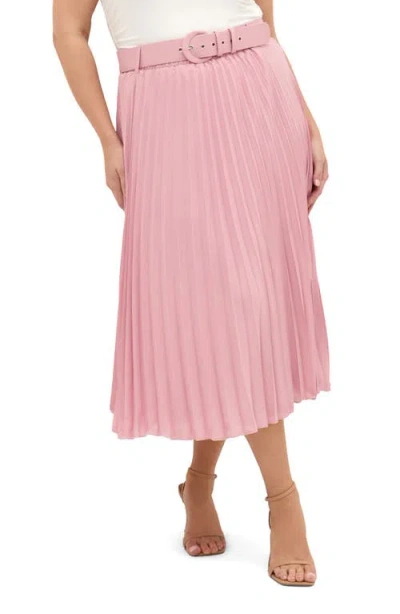 City Chic Petra Pleated Skirt In Pink