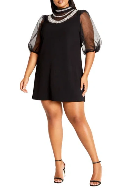 City Chic Phoenix Embellished Cocktail Dress In Black