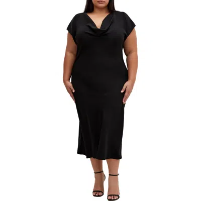 City Chic Piccadilly Cowl Neck Dress In Black