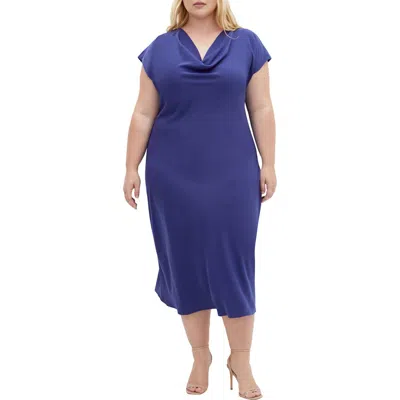 City Chic Piccadilly Cowl Neck Dress In Ink