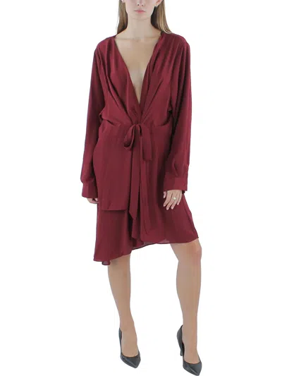 City Chic Plus Womens Blouse V-neck Wrap Top In Pink