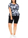 CITY CHIC PLUS WOMENS FLORAL PRINT FLUTTER SLEEVES BLOUSE