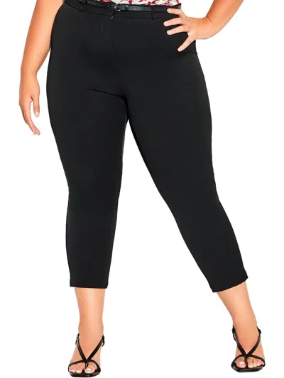 City Chic Plus Womens High Rise Business Dress Pants In Black