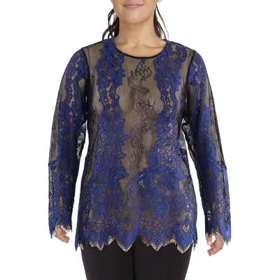 City Chic Plus Womens Lace Office Blouse