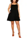 CITY CHIC PLUS WOMENS TIERED COTTON FIT & FLARE DRESS