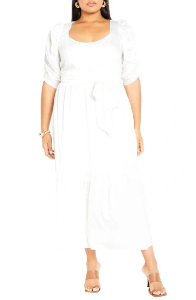 City Chic Poppie Tie Waist Maxi Dress In Ivory