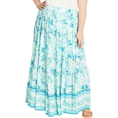 City Chic Pretty Thing A-line Maxi Skirt In Blue