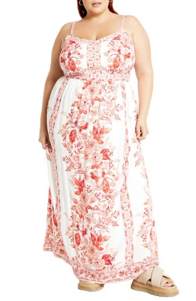 City Chic Pretty Thing Floral Maxi Dress In Blush