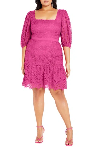 City Chic Priscilla Lace Minidress In Lilac Rose