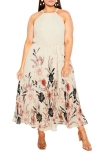 CITY CHIC REBECCA FLORAL BELTED MAXI DRESS