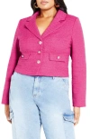 City Chic Regina Bouclé Crop Jacket In Lilac Rose
