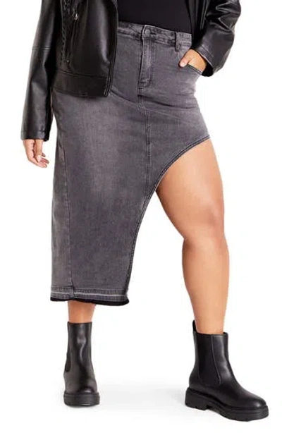 City Chic Remi Denim Skirt In Black