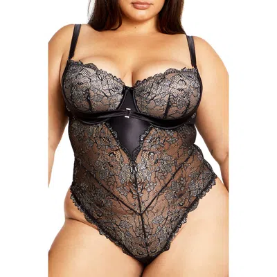 City Chic Renay Bodysuit In Black