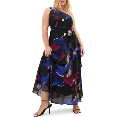 City Chic Rendezvous Tiered Ruffle Dress In Multi