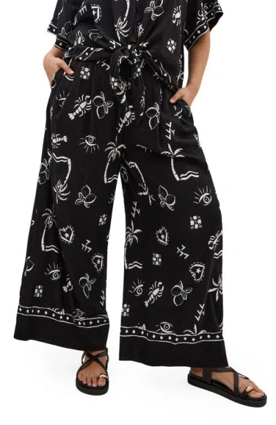 City Chic Resort Paperbag Waist Wide Leg Pants In Black