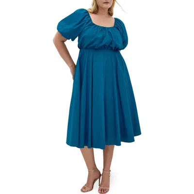 City Chic Rosabella Puff Sleeve Midi Dress