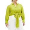 City Chic Rosabella Satin Shirt In Chartreuse