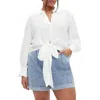 City Chic Rosabella Satin Shirt In Ivory