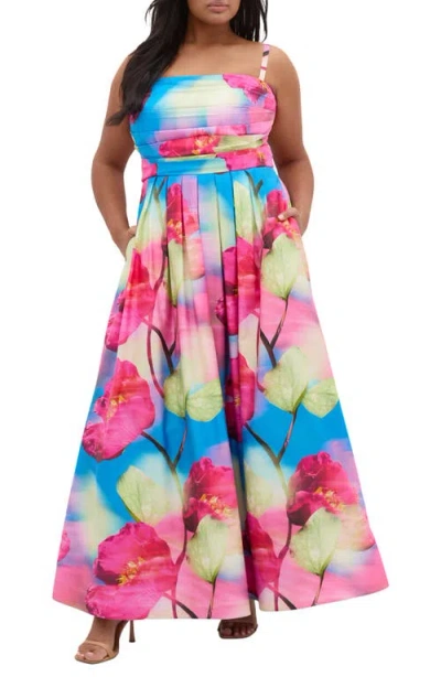 City Chic Rosalee Floral Maxi Dress In Multi