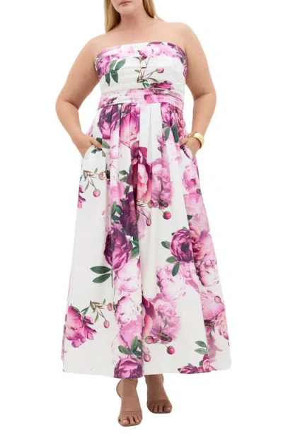 City Chic Rosalee Floral Maxi Dress In Pink