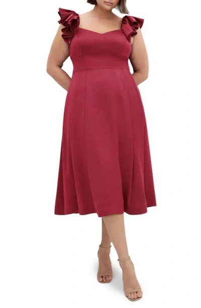 City Chic Roselyn Ruffle Sleeve Dress