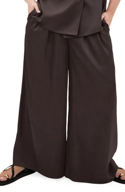City Chic Rylie Palazzo Wide Leg Pants In Chocolate