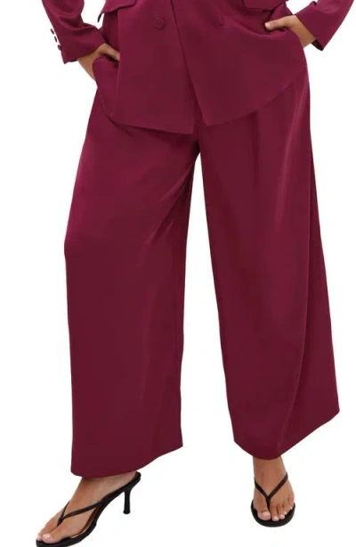 City Chic Rylie Palazzo Wide Leg Pants In Pomegranate