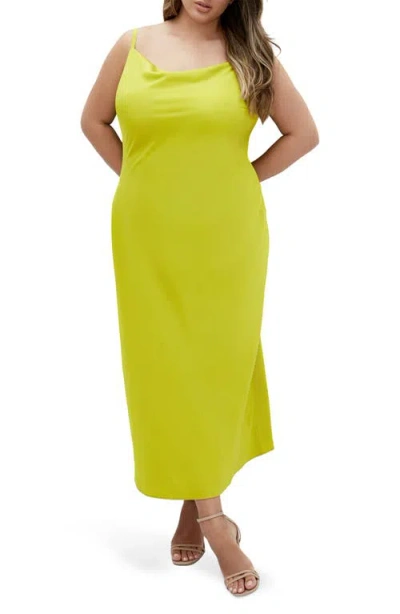 City Chic Sadie Midi Dress In Chartreuse