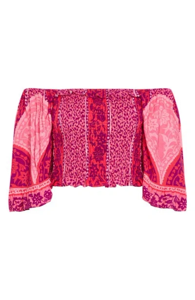 City Chic Samara Print Top In Field Of Dreams