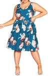 CITY CHIC CITY CHIC SANDRA FLORAL A-LINE DRESS