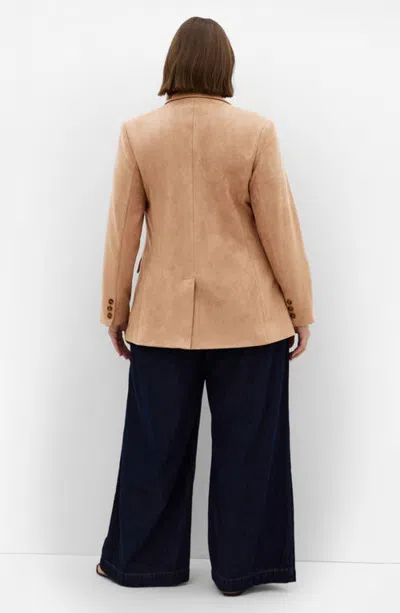 City Chic Sara Faux Suede Blazer In Multi