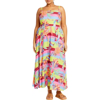 City Chic Saraya Maxi Sundress In Multi