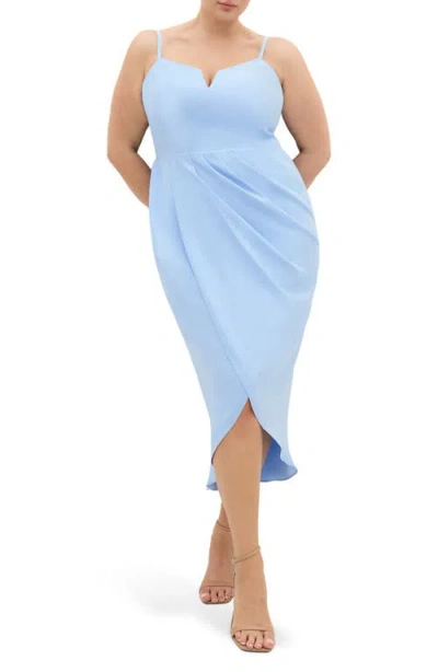 City Chic Sassy Flex Fit Tulip Midi Dress In Blue