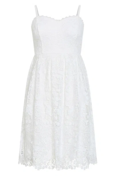City Chic Scarlet Lace Midi Dress In White