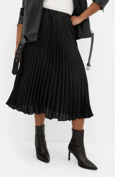 City Chic Selena Pleated Midi Skirt In Black