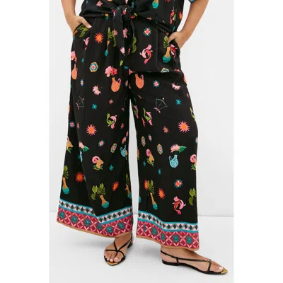 City Chic Selena Print Wide Leg Pants In Black