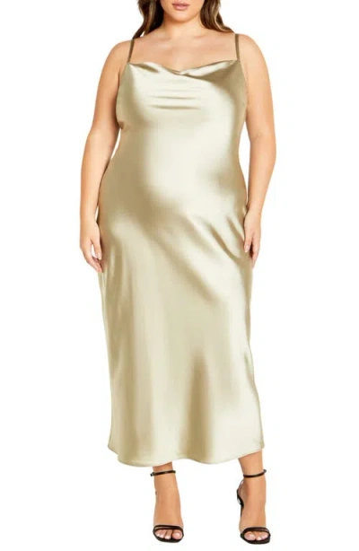 City Chic Selena Satin Slipdress In Winter Pear