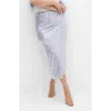 City Chic Sequin Midi Skirt In Silver