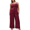 City Chic Sequin Sleeveless Wide Leg Jumpsuit In Red