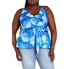 City Chic Serena Twist Floral Tank In Blue