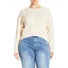 City Chic Shelby Cable Stitch High-low Sweater In Neutral
