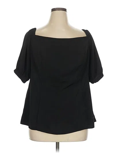 Pre-owned City Chic Short Sleeve Blouse In Black
