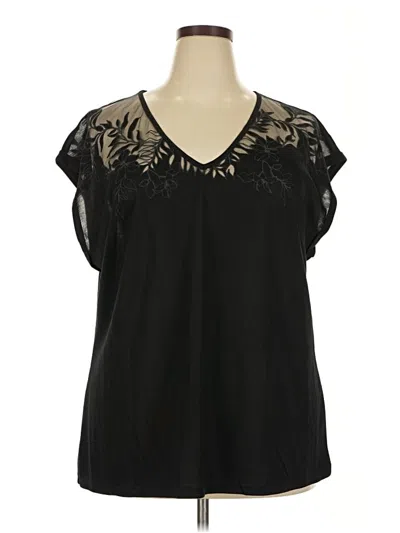City Chic Short Sleeve Blouse In Black