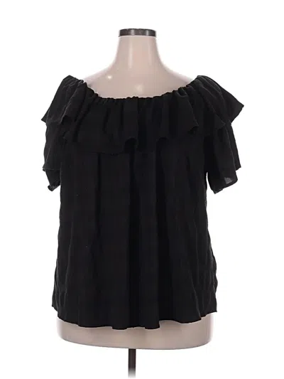 Pre-owned City Chic Short Sleeve Blouse In Black