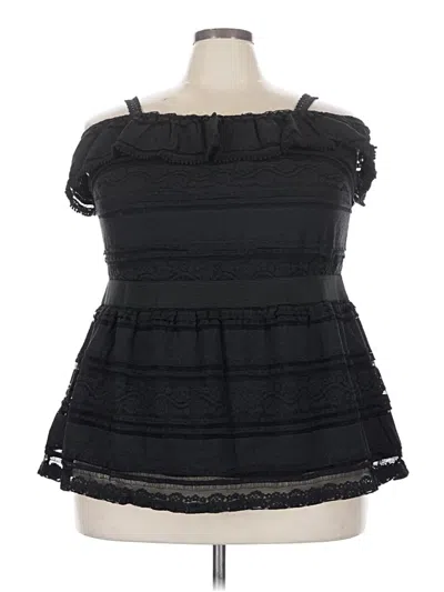 Pre-owned City Chic Short Sleeve Blouse In Black