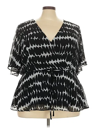 Pre-owned City Chic Short Sleeve Blouse In Black