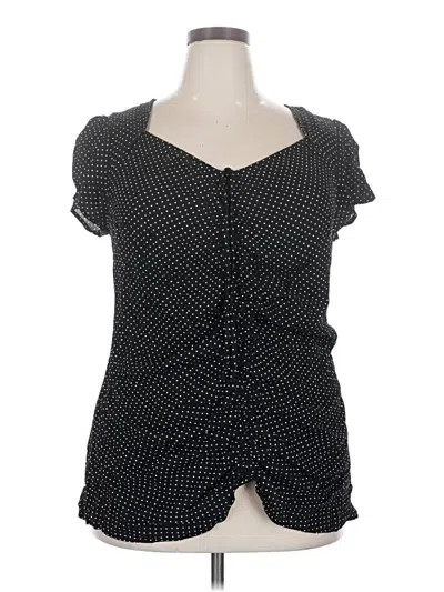 City Chic Short Sleeve Blouse In Black