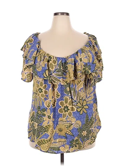 Pre-owned City Chic Short Sleeve Blouse In Blue